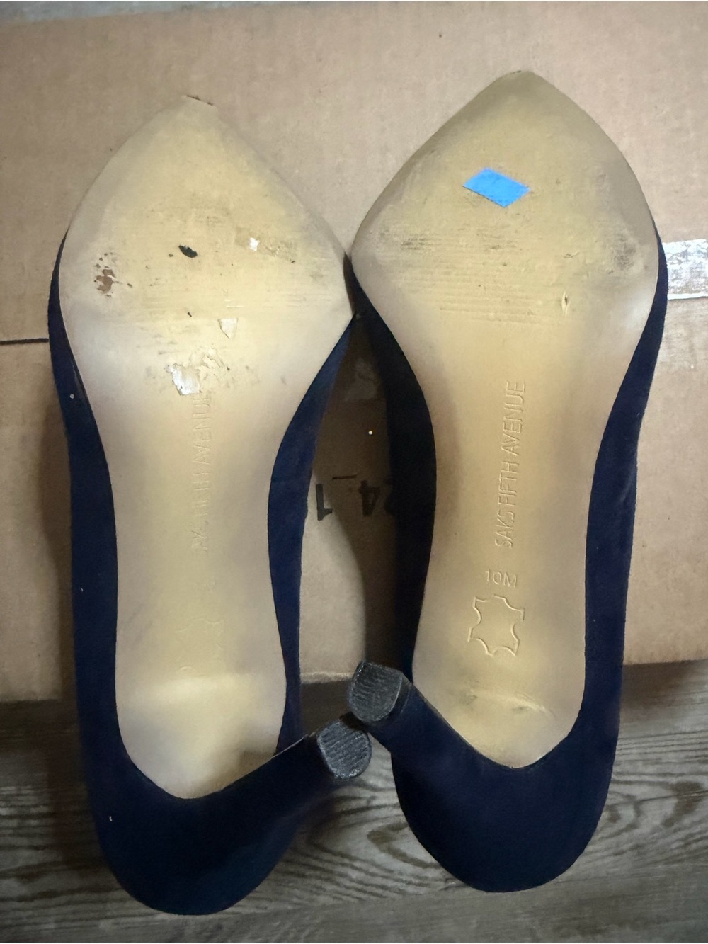 Saks Fifth Avenue Navy Suede Pointed-Toe Pumps - Women - Picture 6 of 8